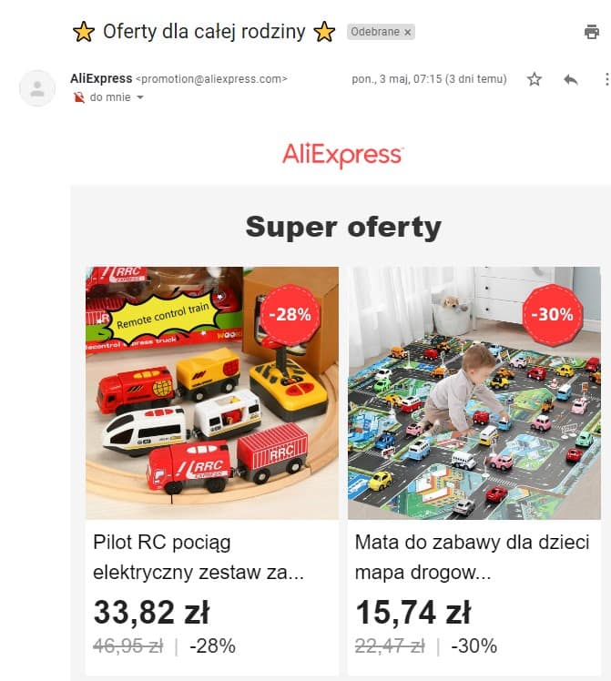 email remarketing przykład
